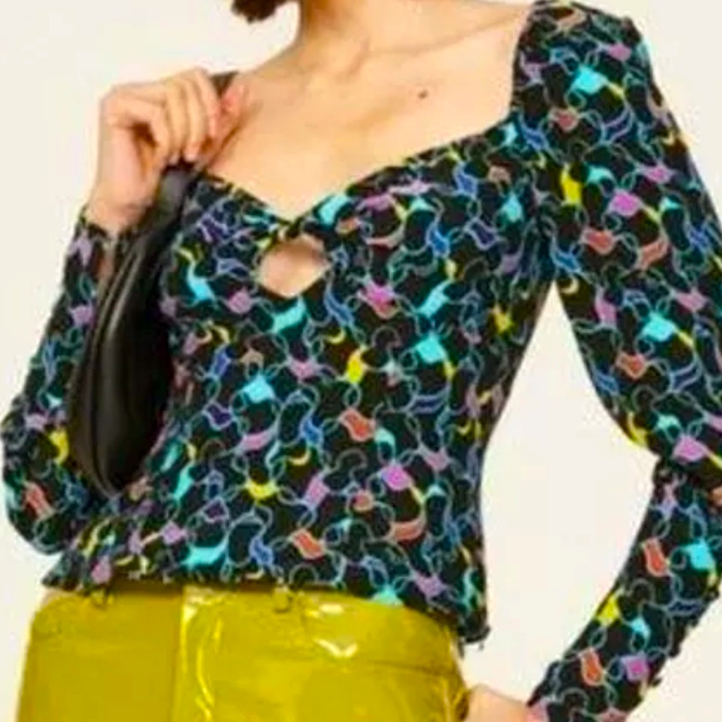 Staud Josephine Women’s Sweetheart Neckline Multicolored Sz 6 Top Good Used Cond